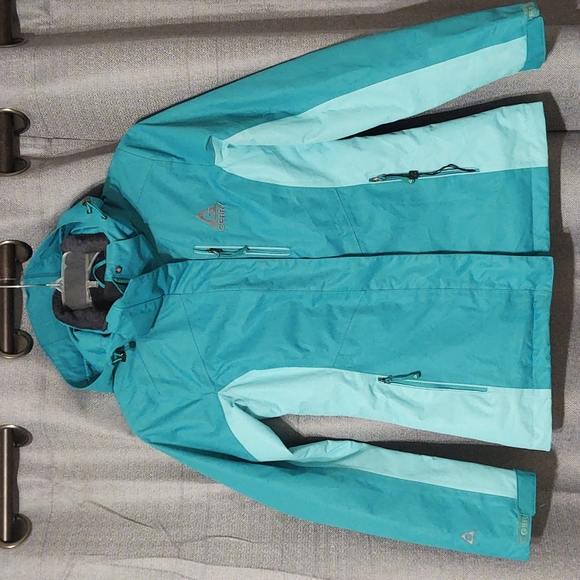 Gerry turquoise color block lined ski jacket shell with detachable hood - XS - Picture 1 of 9